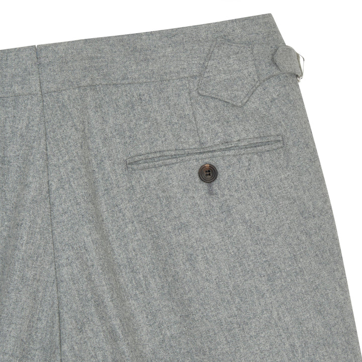 Duke Light Grey Wool Flannel Trousers