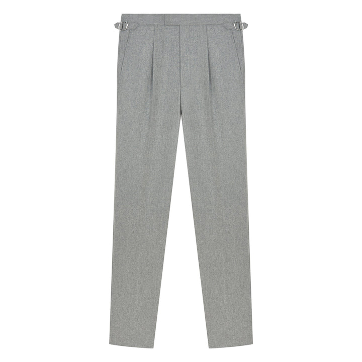 Duke Light Grey Wool Flannel Trousers