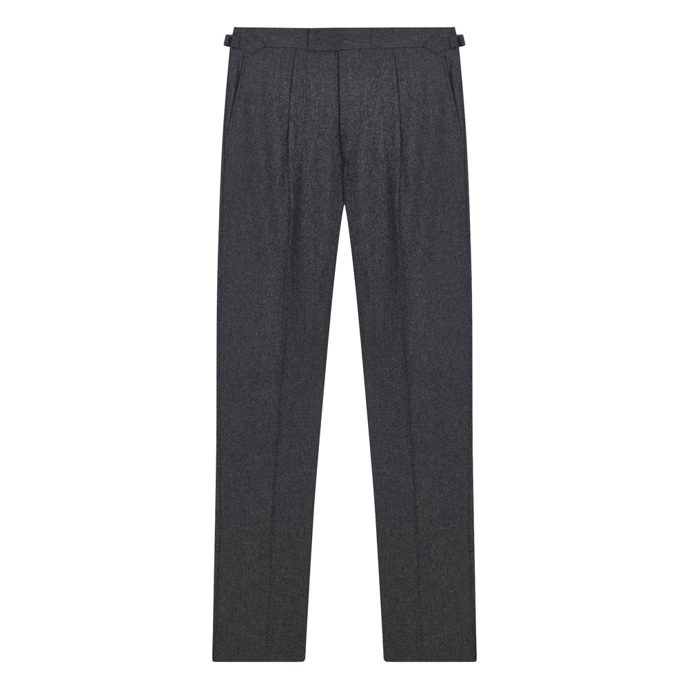 Duke Mid Grey Flannel trousers-Kit Blake-savilerowtrousers