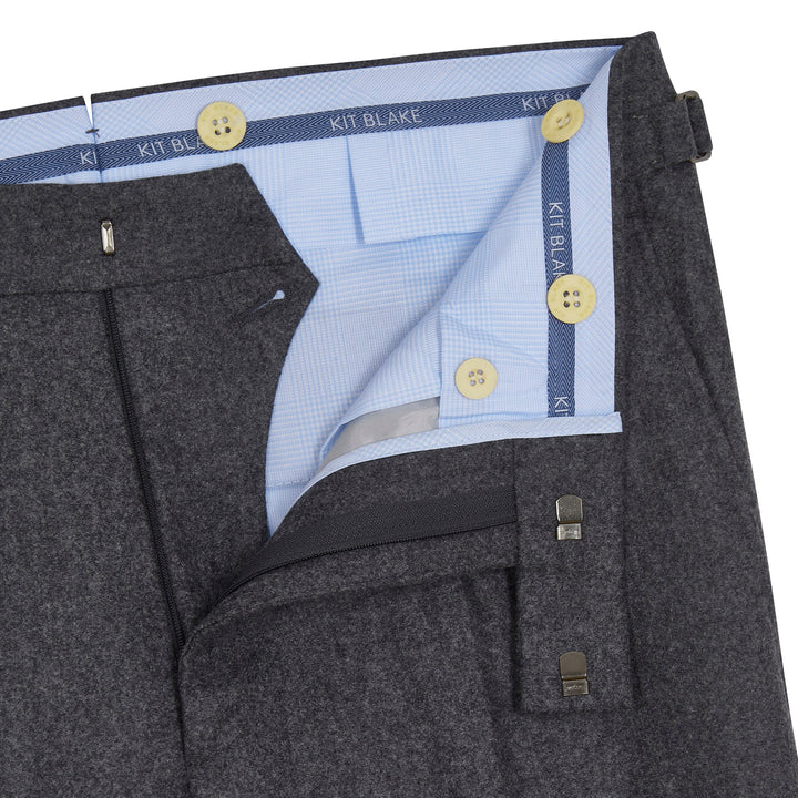 Duke Mid Grey Flannel trousers-Kit Blake-savilerowtrousers