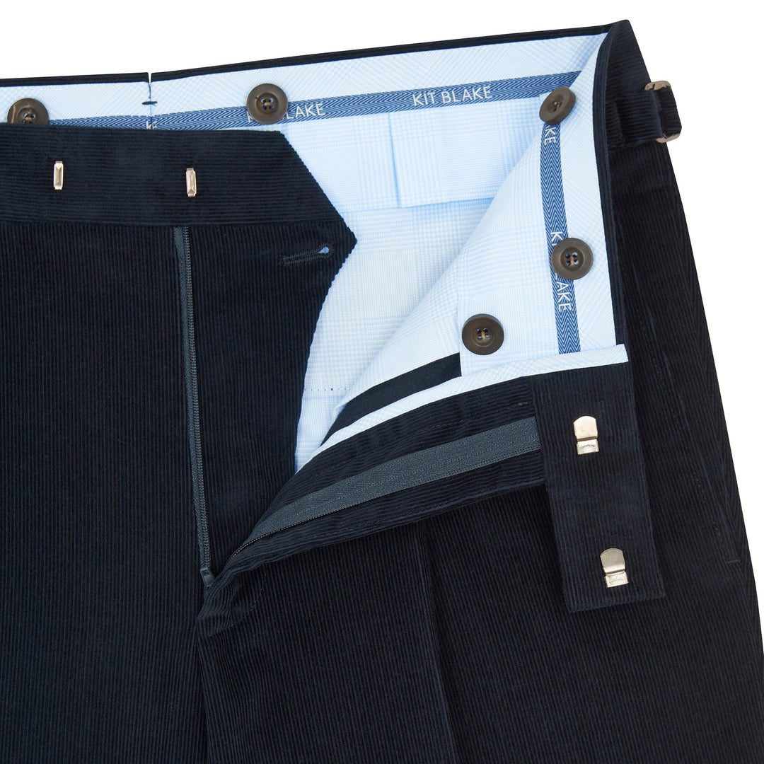 Duke Navy Cotton Corduroy Trousers-Duke-Kit Blake-Savile Row Trousers