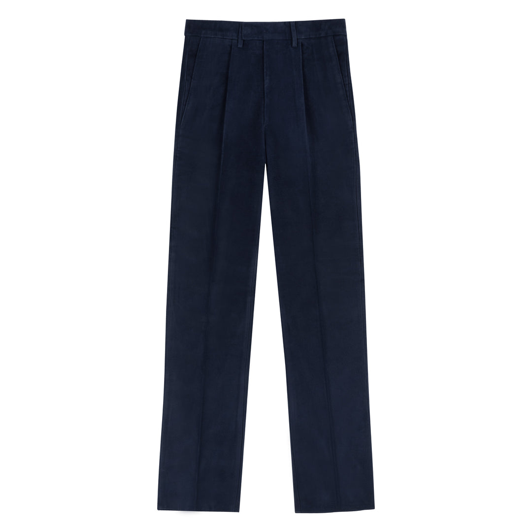 Duke Navy Cotton Moleskin Trousers-Kit Blake