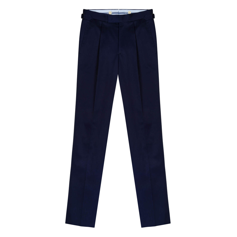 Duke Navy Cotton Trousers-Duke-Kit Blake-Savile Row Trousers