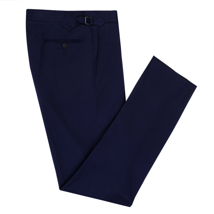 Duke Navy Cotton Trousers-Duke-Kit Blake-Savile Row Trousers