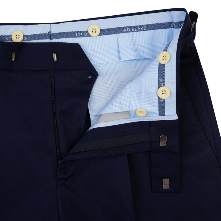 Duke Navy Cotton Trousers-Duke-Kit Blake-Savile Row Trousers