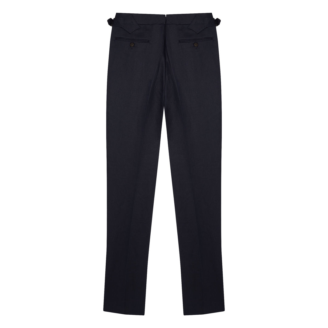 Duke Navy Linen Trousers-Kit Blake-savilerowtrousers