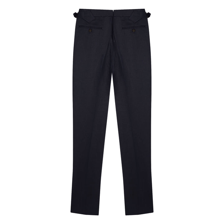 Duke Navy Linen Trousers-Kit Blake-savilerowtrousers