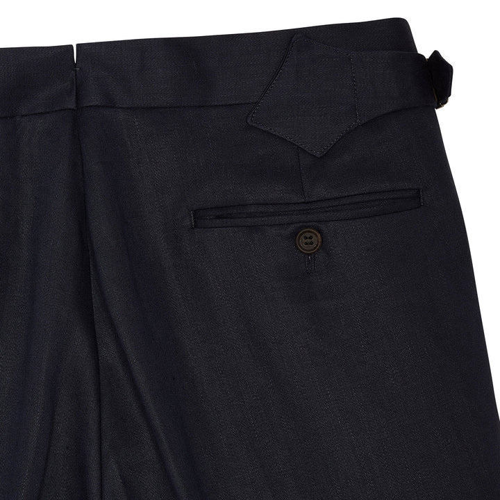 Duke Navy Linen Trousers-Kit Blake-savilerowtrousers