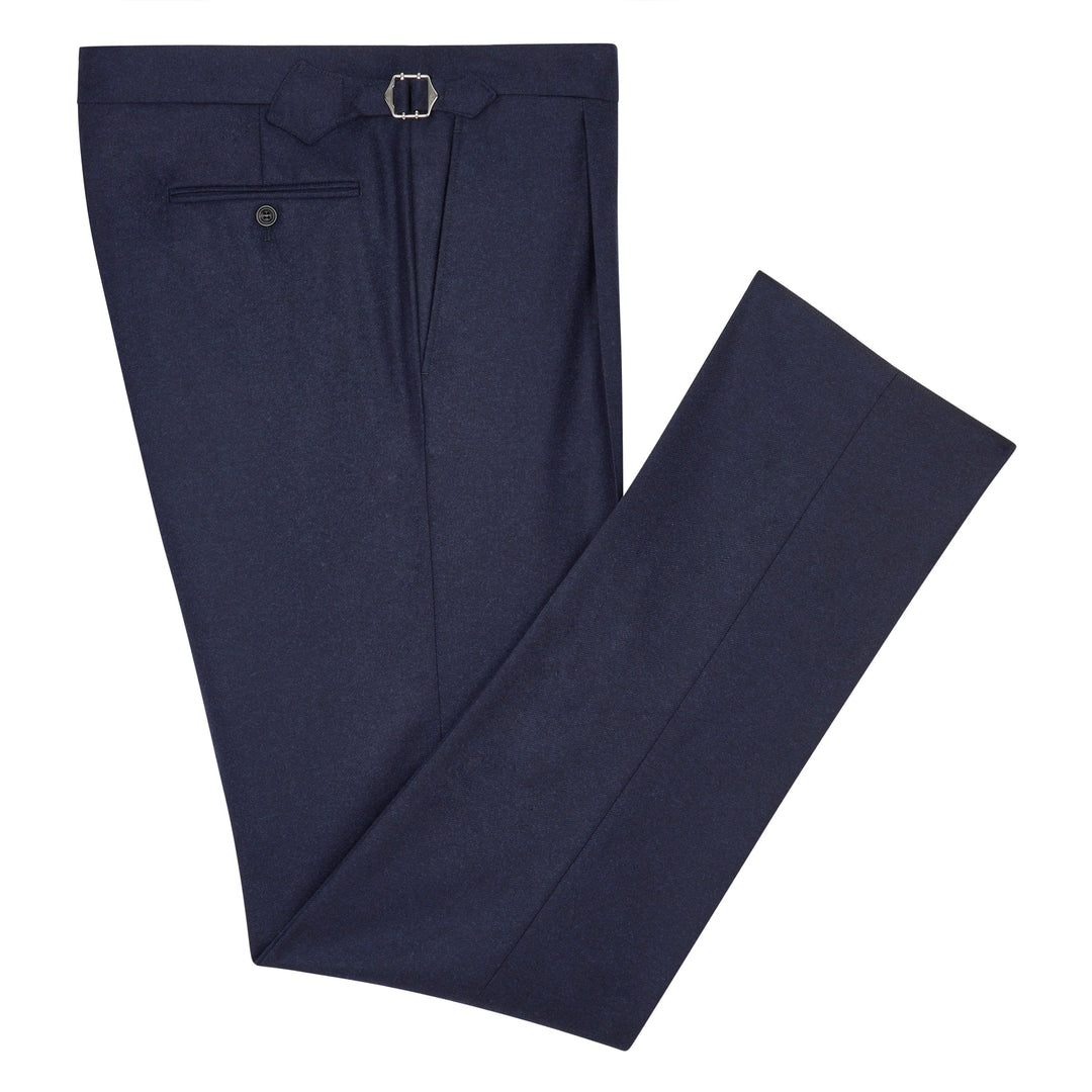 Duke Navy Wool Flannel Trousers