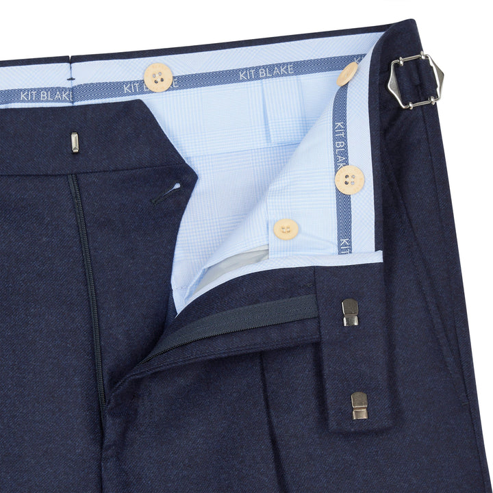 Duke Navy Wool Flannel Trousers