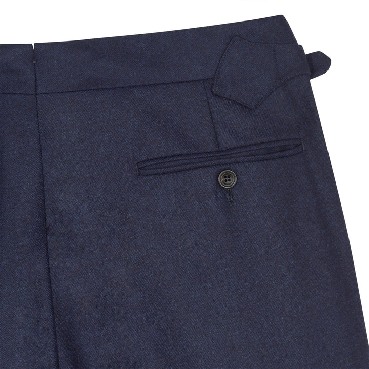 Duke Navy Wool Flannel Trousers