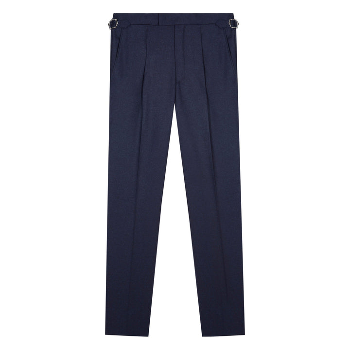 Duke Navy Wool Flannel Trousers