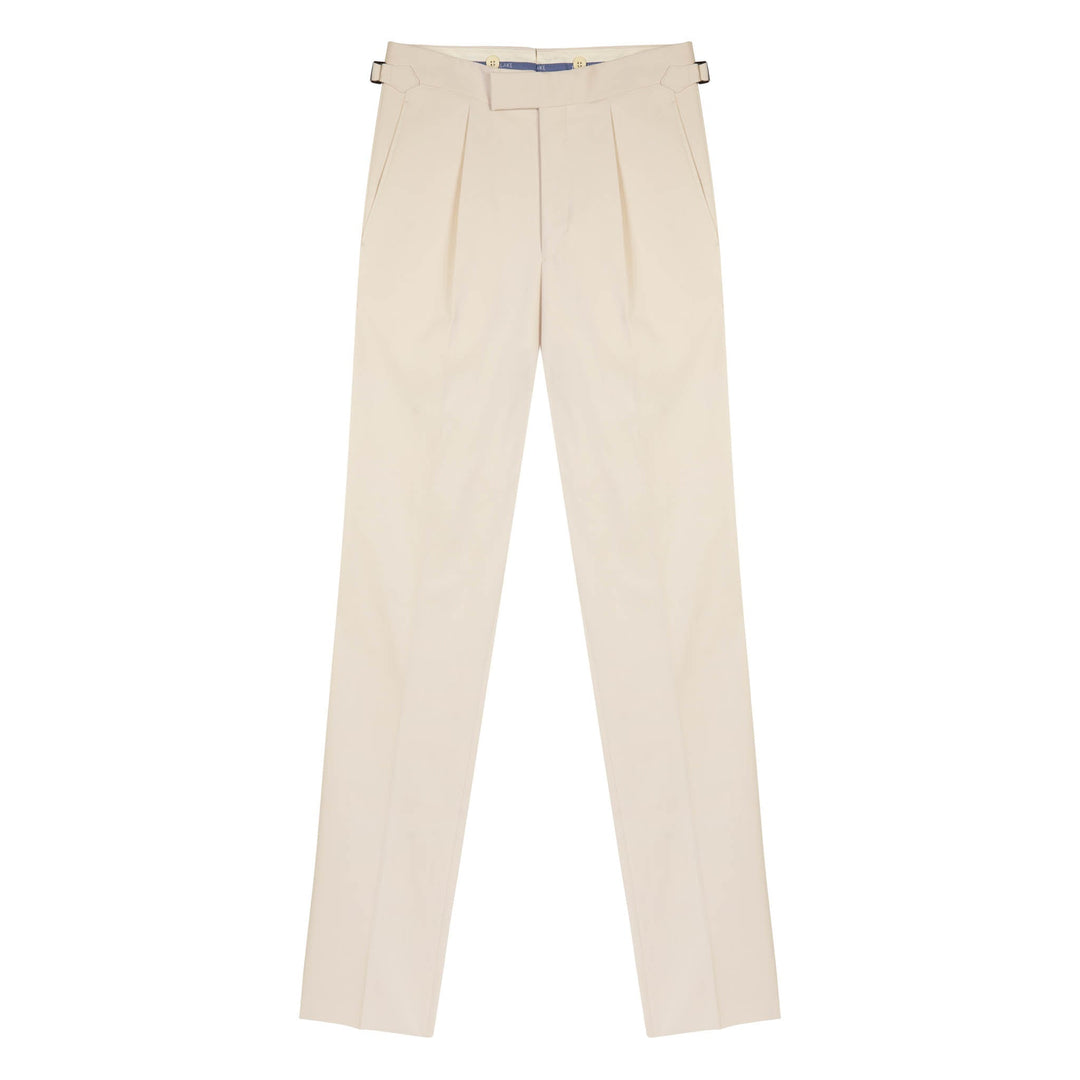 Duke Off-White Cotton Trousers-Duke-Kit Blake-Savile Row Trousers