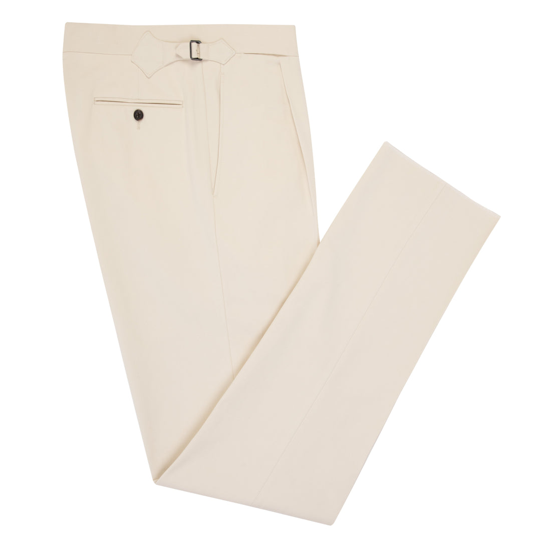 Duke Off-White Cotton Trousers-Duke-Kit Blake-Savile Row Trousers