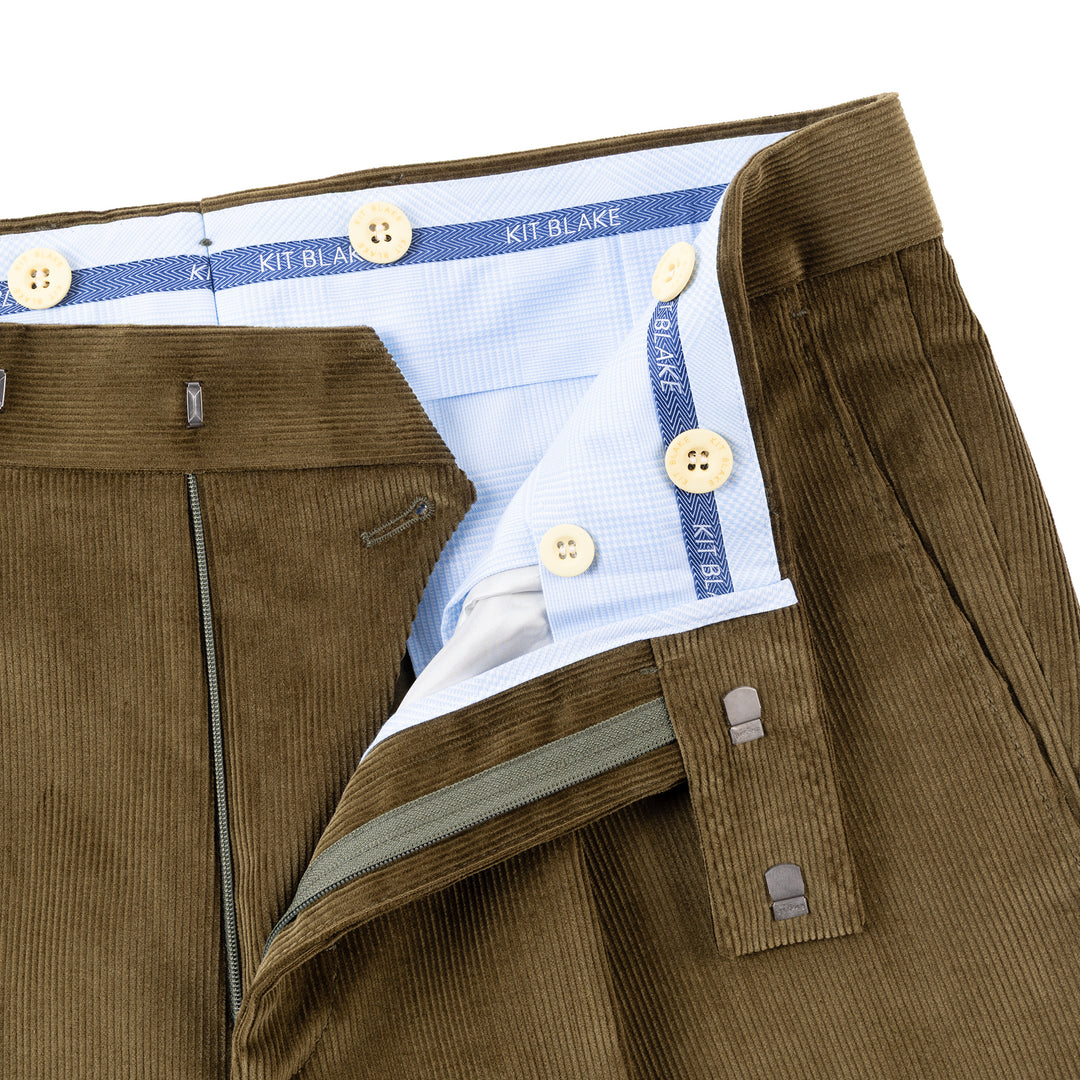 Duke Olive-Brown Cotton Corduroy Trousers-Kit Blake