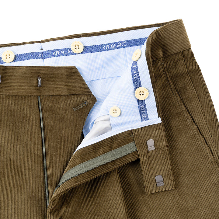 Duke Olive-Brown Cotton Corduroy Trousers-Kit Blake