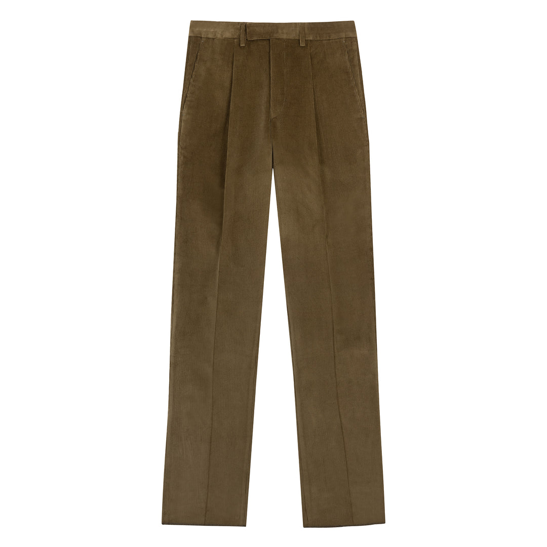 Duke Olive-Brown Cotton Corduroy Trousers-Kit Blake