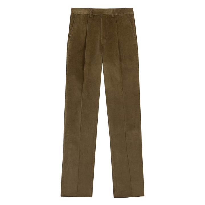 Duke Olive-Brown Cotton Corduroy Trousers-Kit Blake