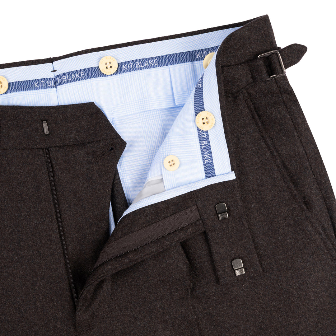 Duke Brown Wool Flannel Trousers