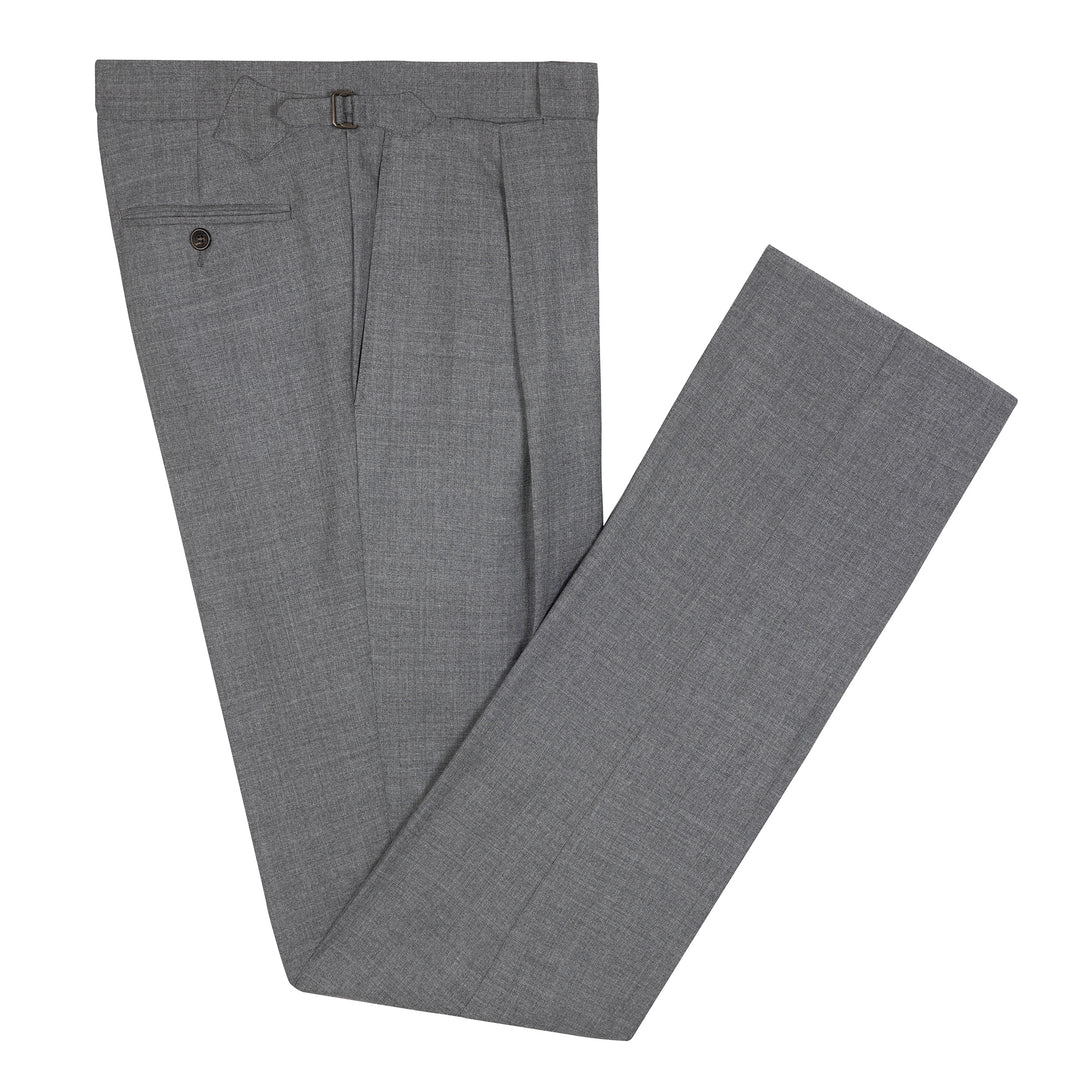 Duke Light Grey Tropical Wool Trousers