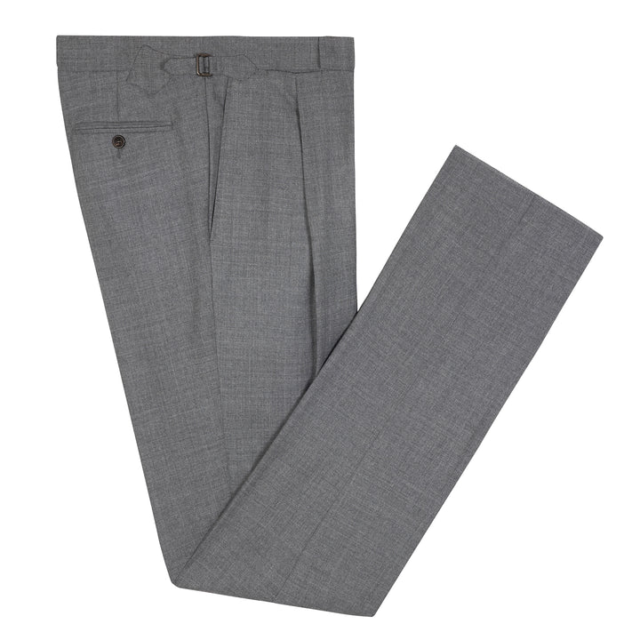 Duke Light Grey Tropical Wool Trousers