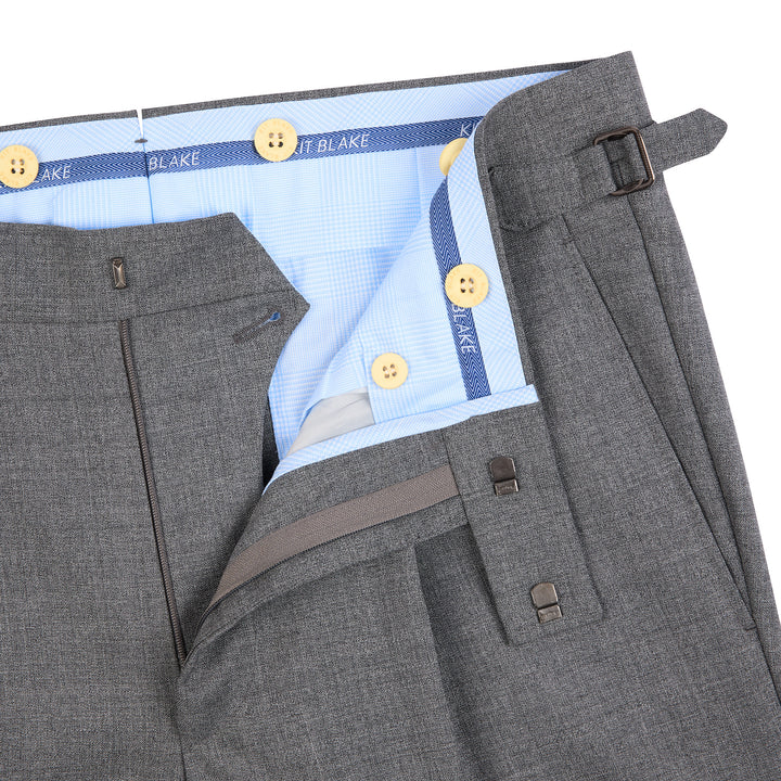 Duke Light Grey Tropical Wool Trousers