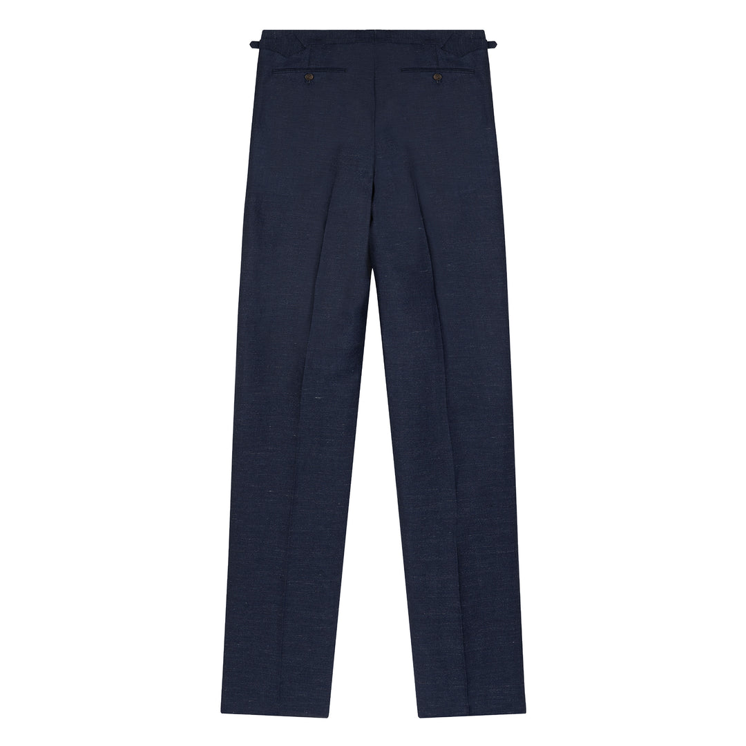 Duke Navy Linen And Fresco Wool Trousers