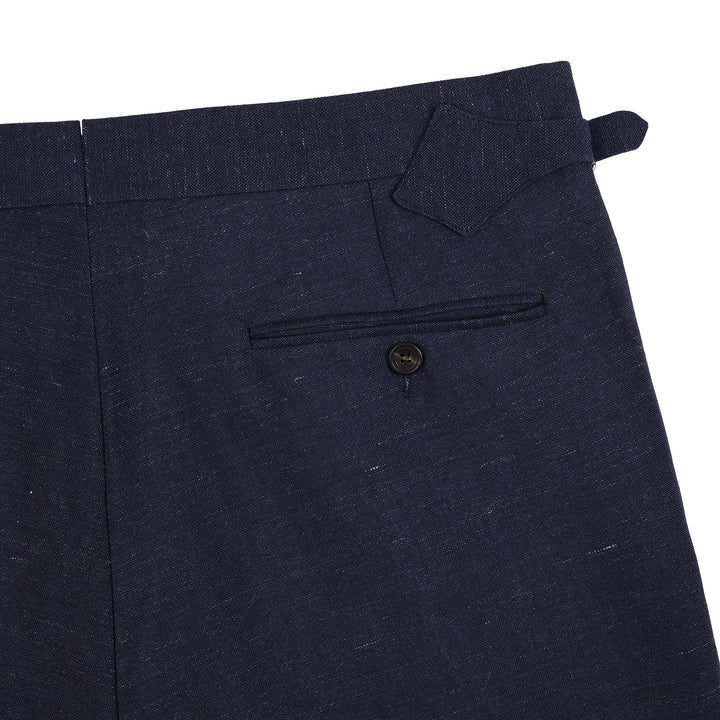 Duke Navy Linen And Fresco Wool Trousers