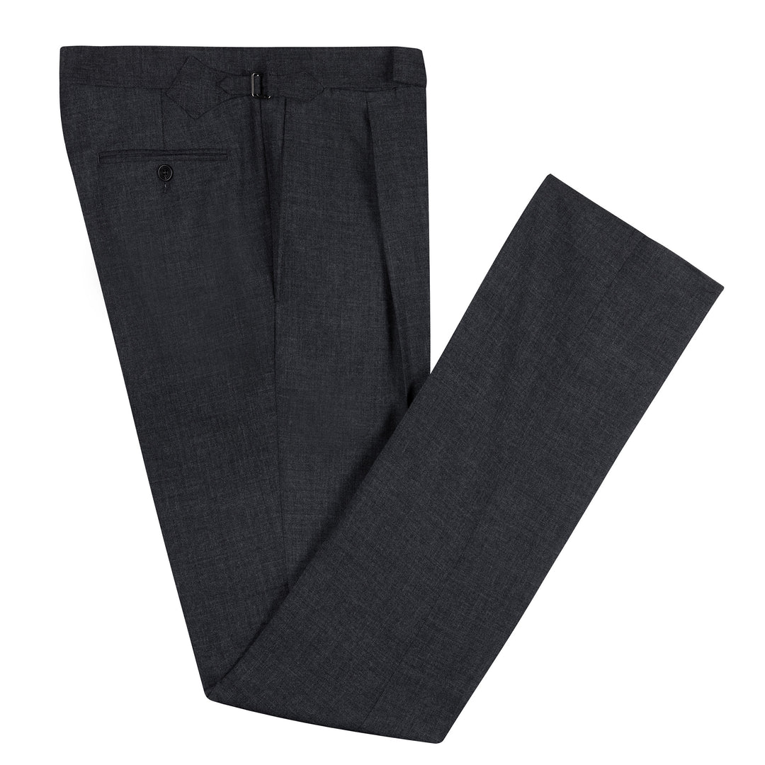 Duke Mid Grey Fresco Wool Trousers