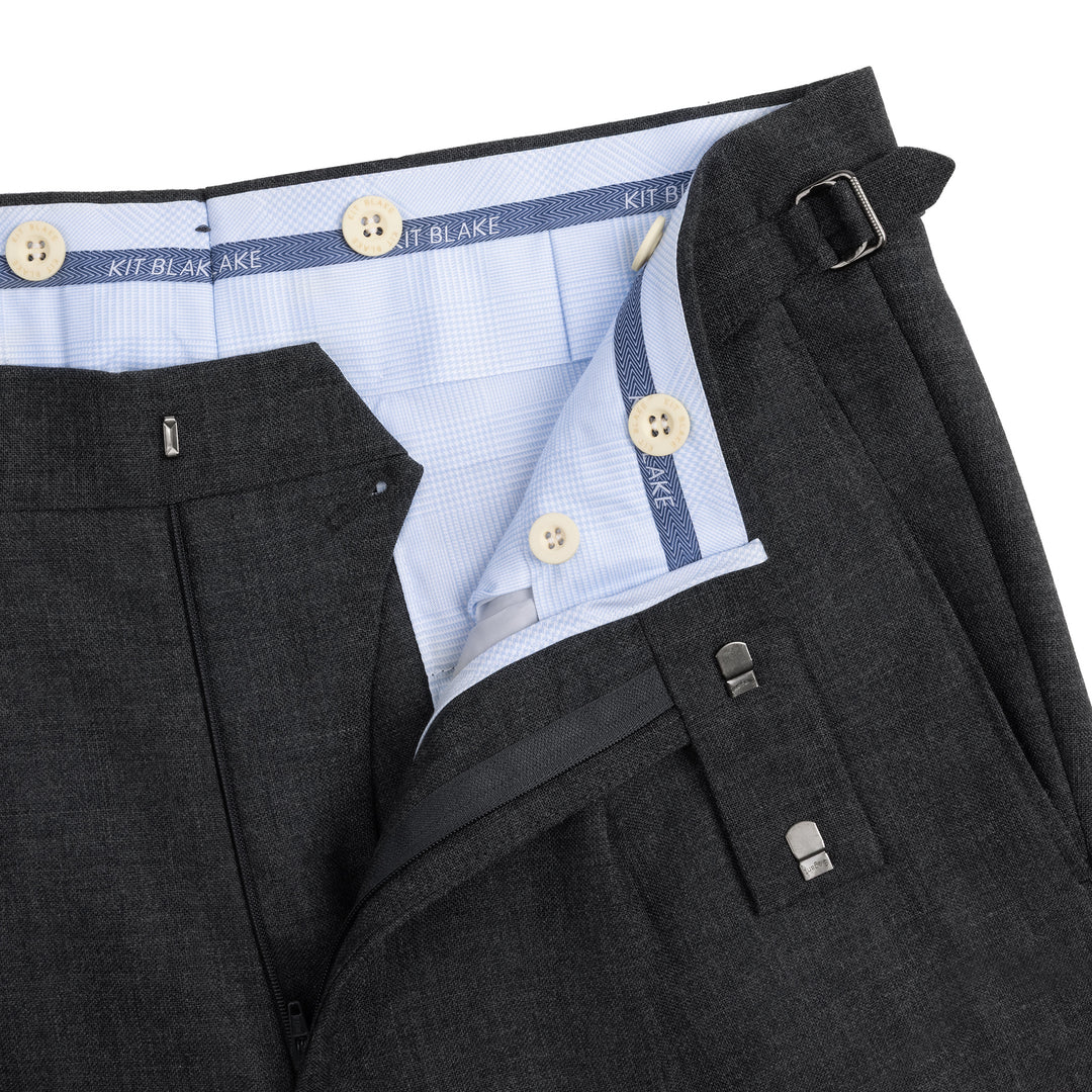 Duke Mid Grey Fresco Wool Trousers