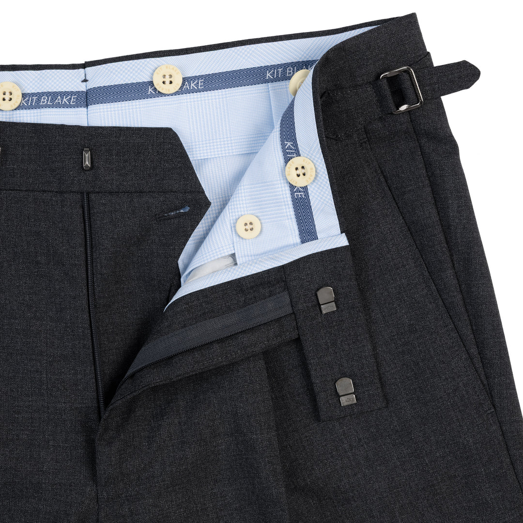 Duke Dark Grey Tropical Wool Trousers