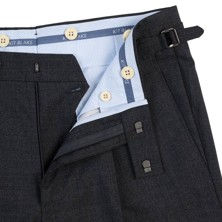 Duke Dark Grey Tropical Wool Trousers