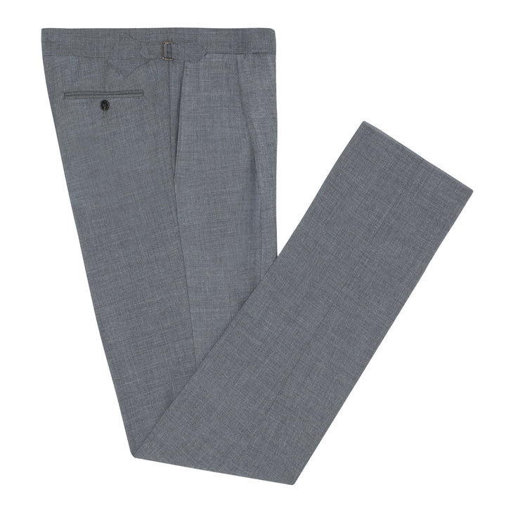 Duke Light Grey Fresco Wool Trousers