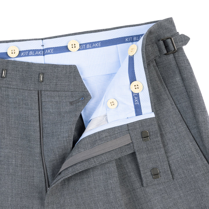 Duke Mid Grey Tropical Wool Trousers