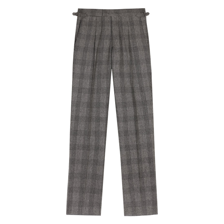 Duke Brown Check Wool Flannel Trousers