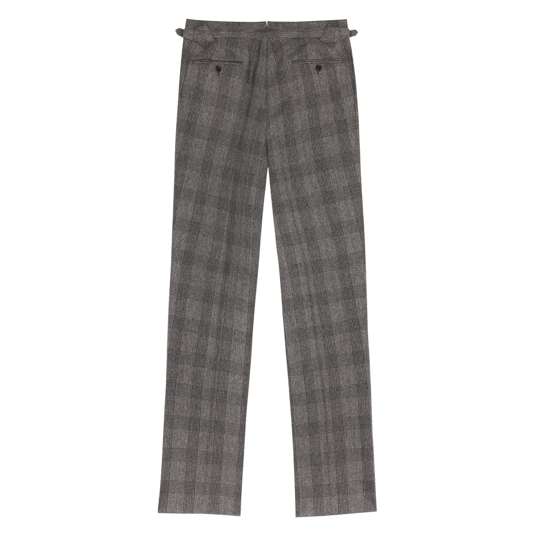 Duke Brown Check Wool Flannel Trousers