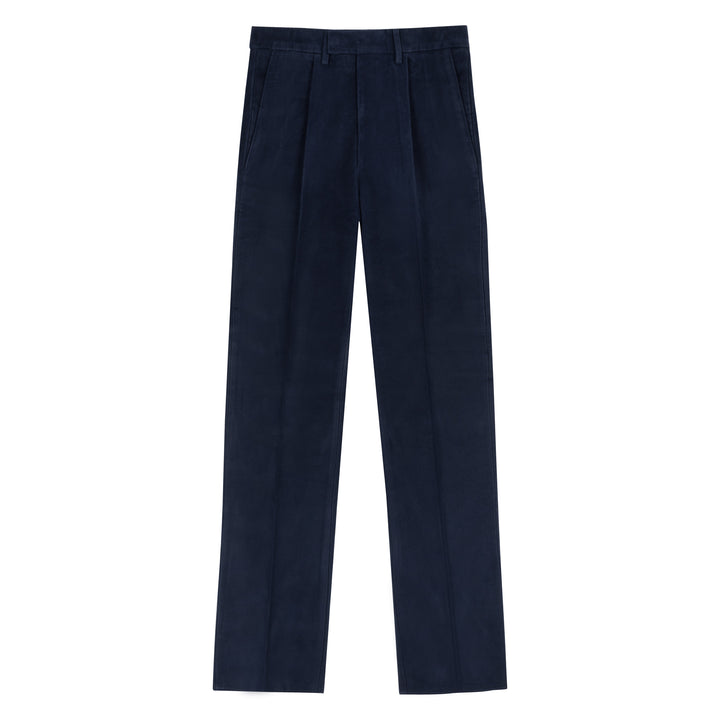 Duke Navy Cotton Moleskin Trousers