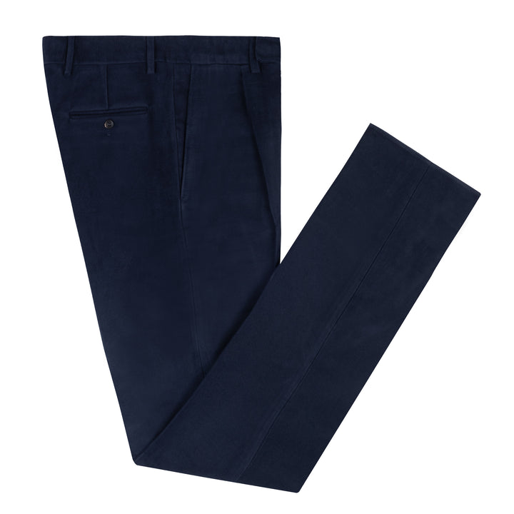 Duke Navy Cotton Moleskin Trousers