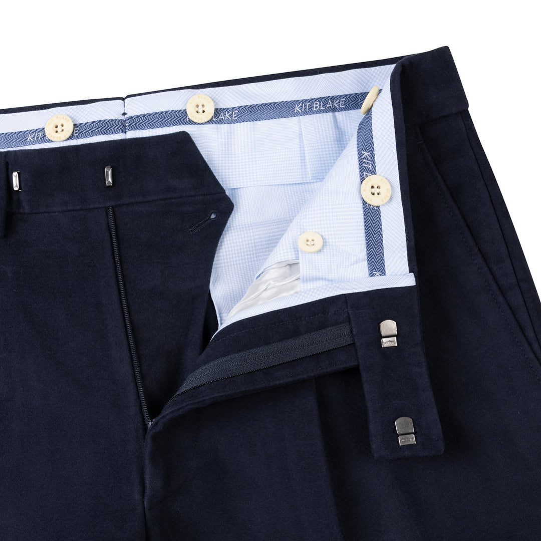 Duke Navy Cotton Moleskin Trousers