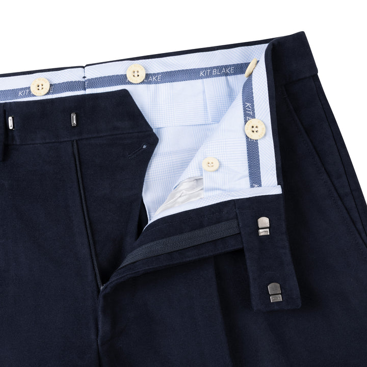 Duke Navy Cotton Moleskin Trousers