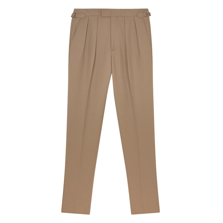 Grant Beige Cavalry Wool Twill Trousers