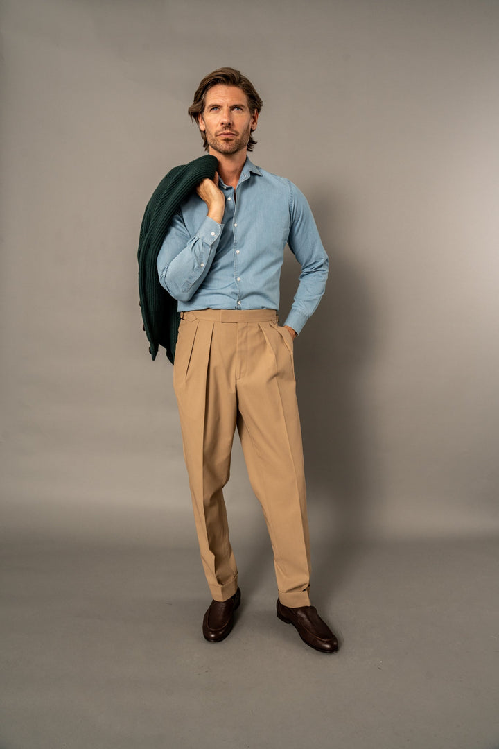 Grant Beige Cotton Twill Trousers