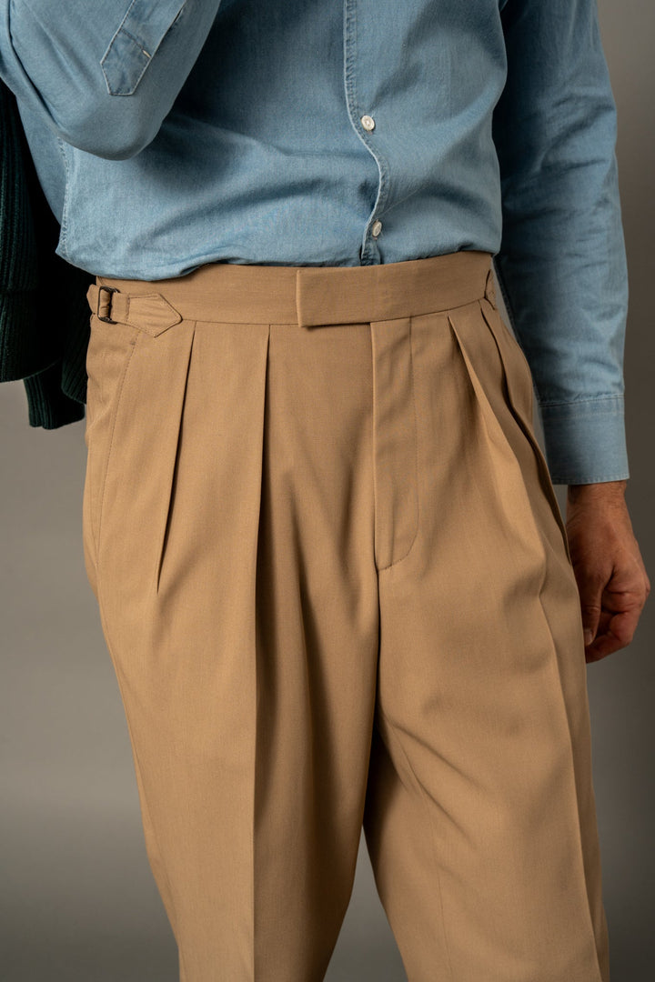 Grant Beige Cotton Twill Trousers