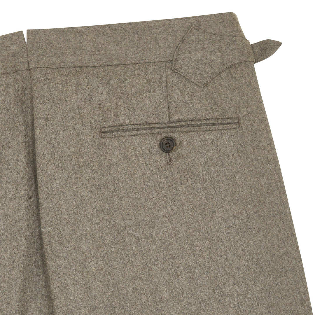 Grant Biscuit Wool Flannel Trousers-Grant-Kit Blake-Savile Row Trousers