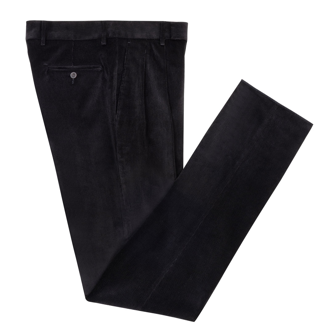 Grant Black Cotton Corduroy Trousers-Kit Blake