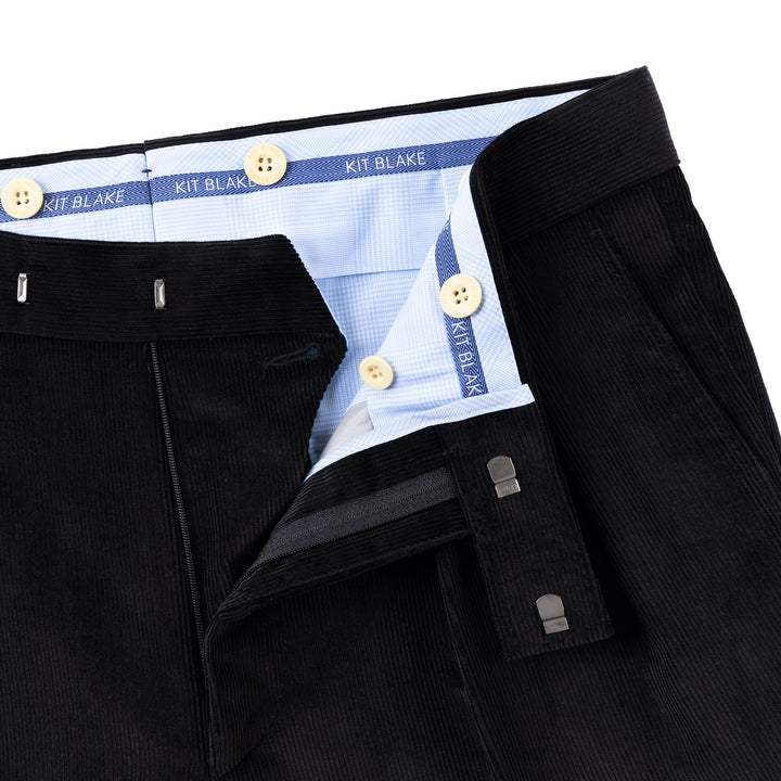 Grant Black Cotton Corduroy Trousers-Kit Blake