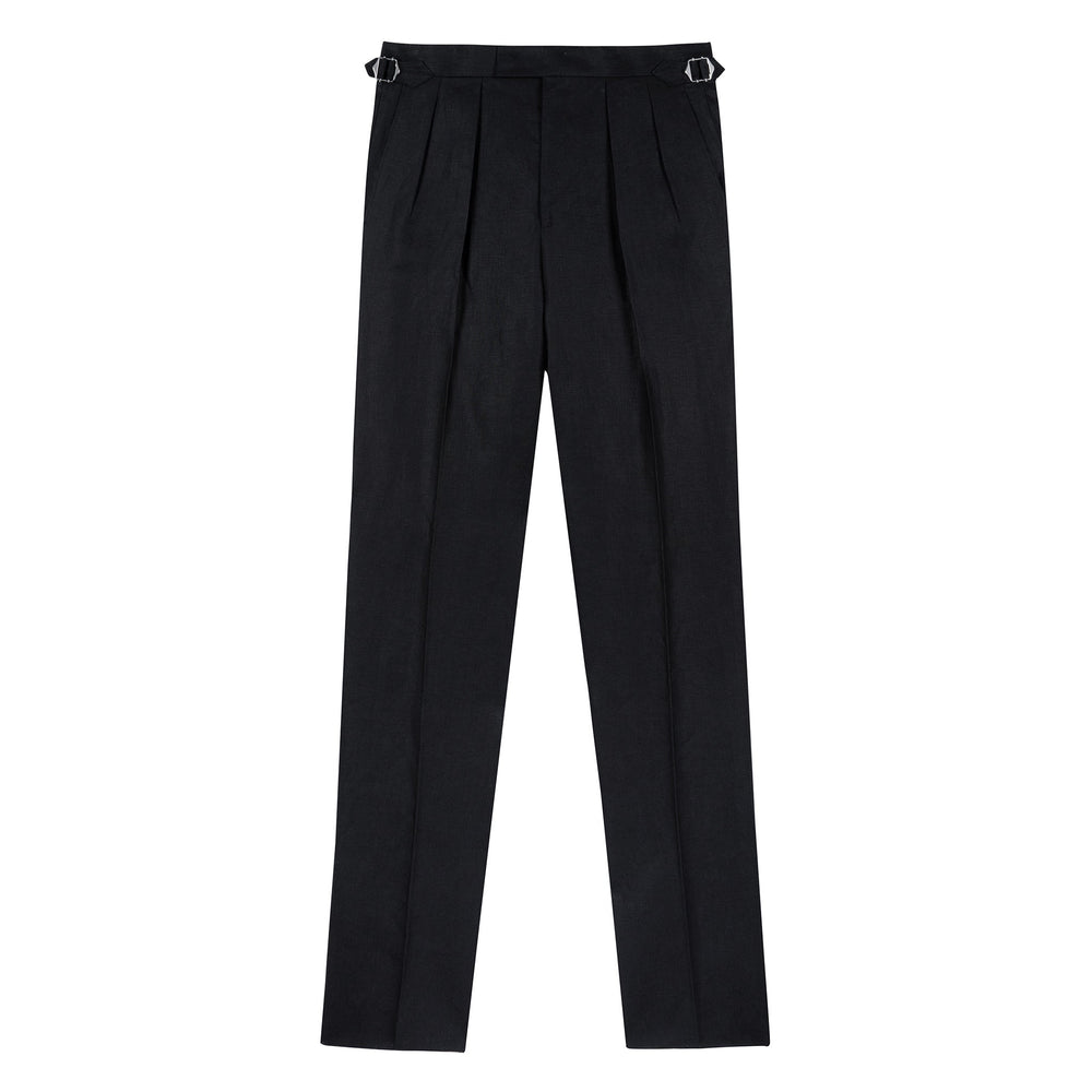 Grant Black Linen Trousers-Kit Blake-Savile Row Inspired