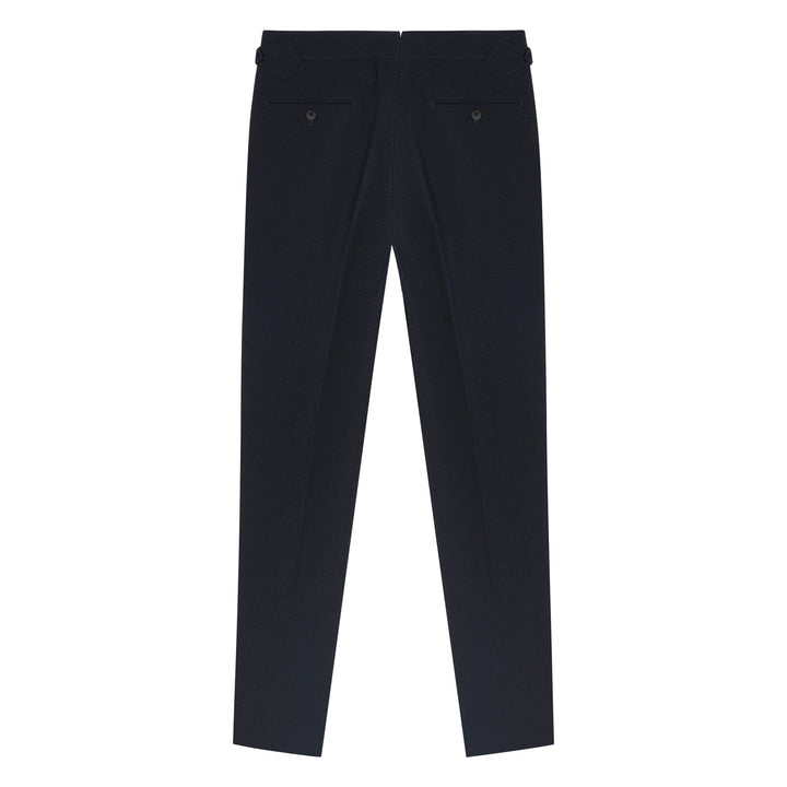 Grant Black Seersucker Cotton Trousers