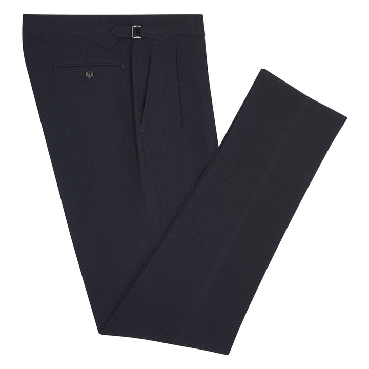 Grant Black Seersucker Cotton Trousers