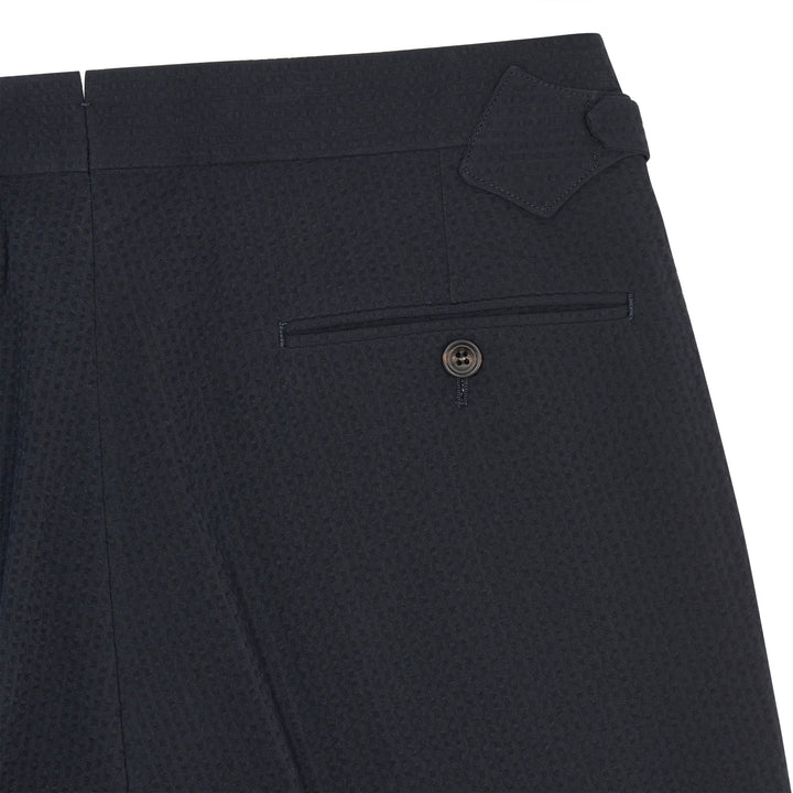 Grant Black Seersucker Cotton Trousers